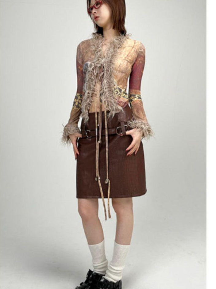 Ethnic Print Furry Winter Hat for Women