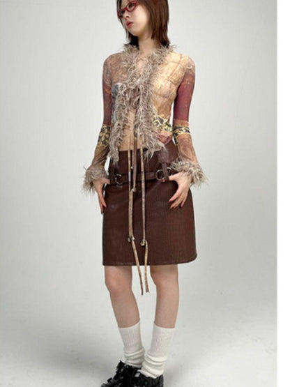 Ethnic Print Furry Winter Hat for Women