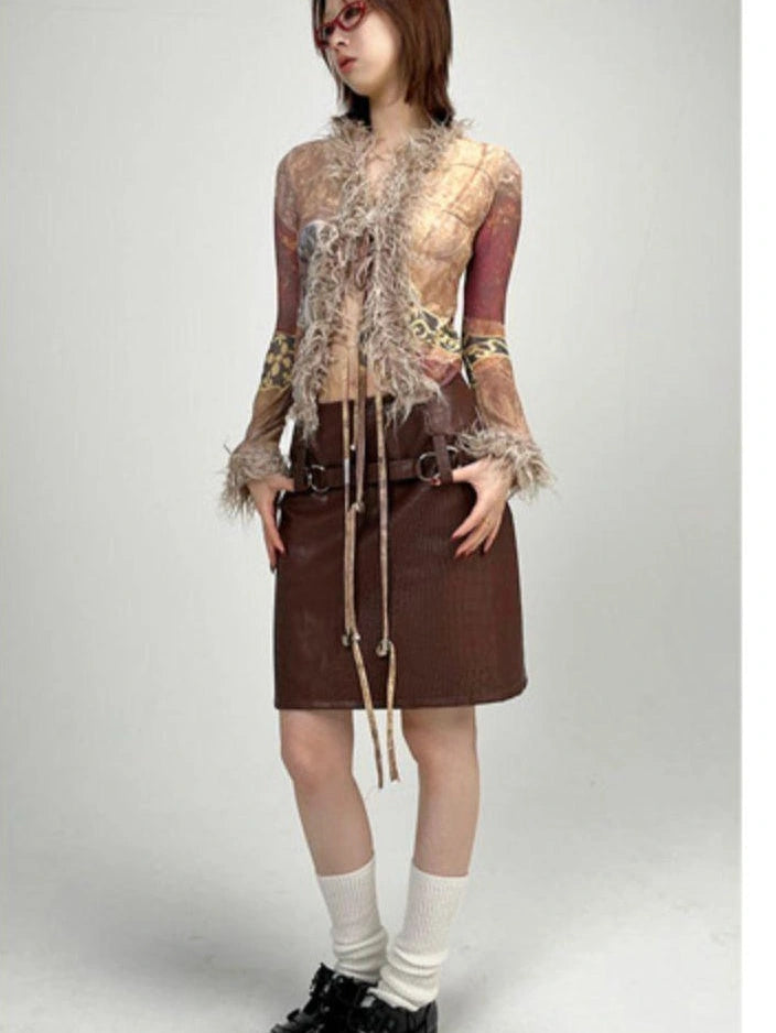 Ethnic Print Furry Winter Hat For Women