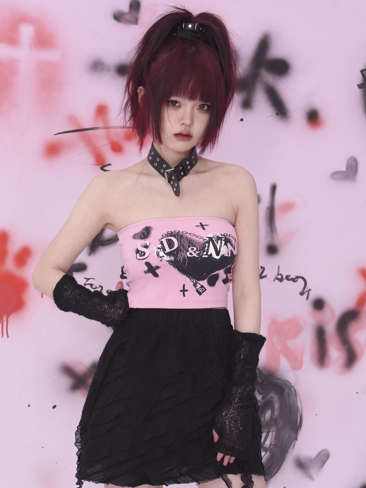 Evil Tooth Asymmetric Hem Textured Dark Women&