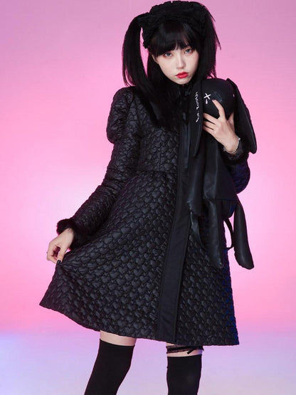 Evil Tooth Black Heart Applique Quilted Women&