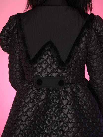 Evil Tooth Black Heart Applique Quilted Women&