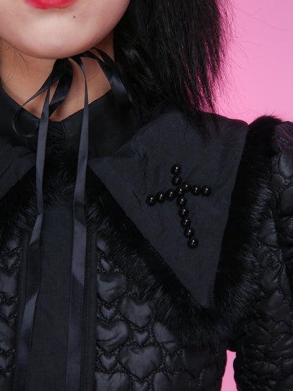 Evil Tooth Black Heart Applique Quilted Women&