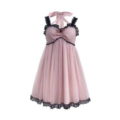 Evil_Tooth_Black_Pink_Polka_Dot_Lace_Halter_Neck_Women&