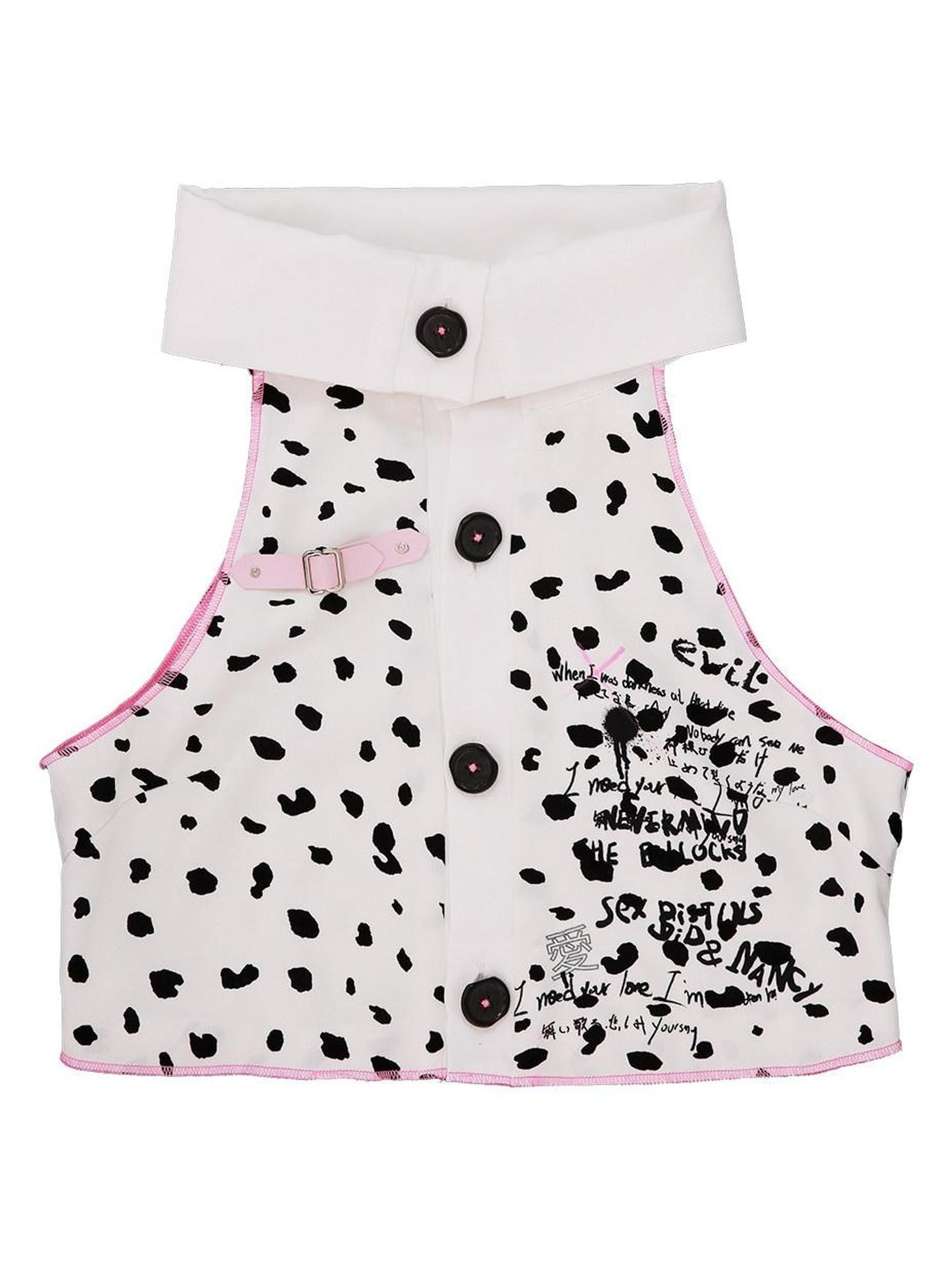 Evil Tooth Cropped Polka Dot Collar Original Print Toy Denim Women&