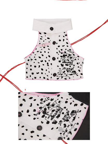 Evil Tooth Cropped Polka Dot Collar Original Print Toy Denim Women&