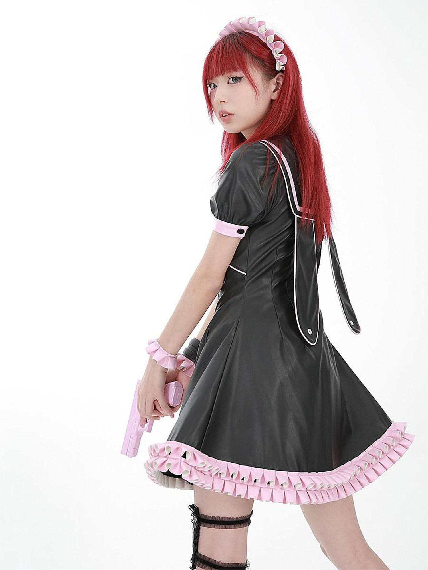 Evil Tooth Cyber Rabbit Ear Sailor Collar Vest Women&