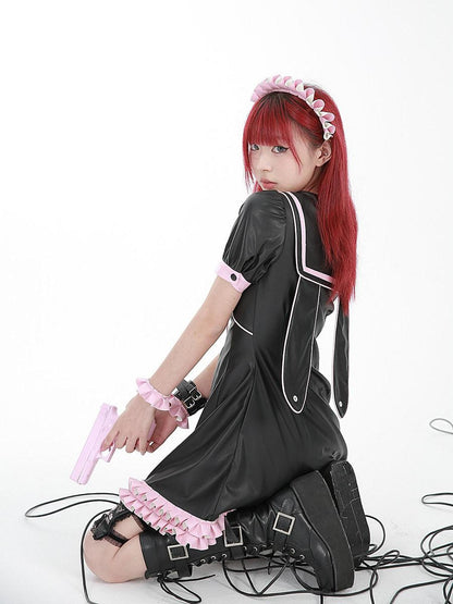 Evil Tooth Cyber Rabbit Ear Sailor Collar Vest Women&