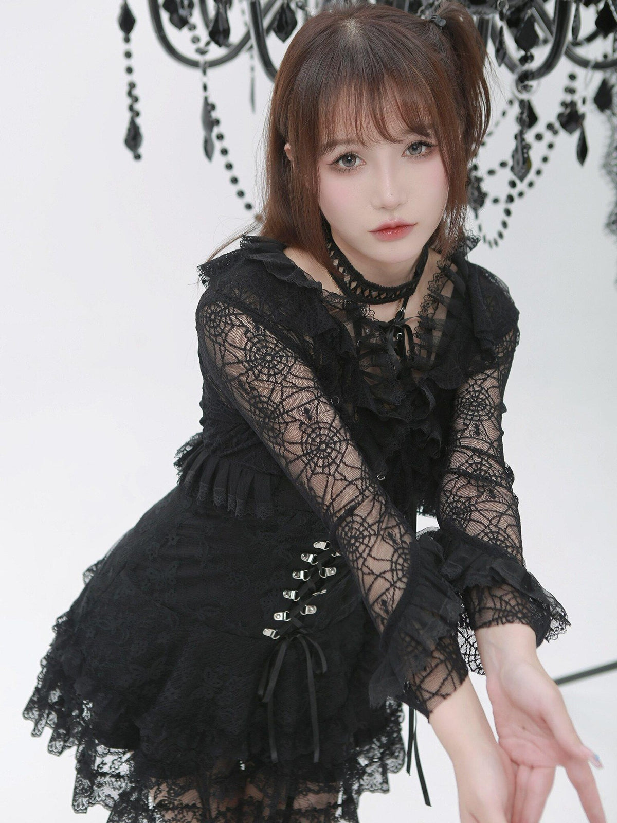 Evil Tooth Dark Gothic Bell Sleeve V-neck Cropped Cape Women&
