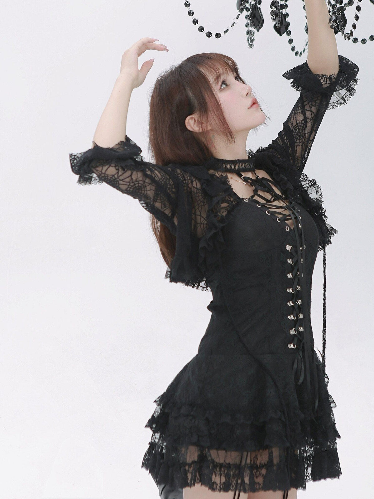 Evil Tooth Dark Gothic Bell Sleeve V-neck Cropped Cape Women&