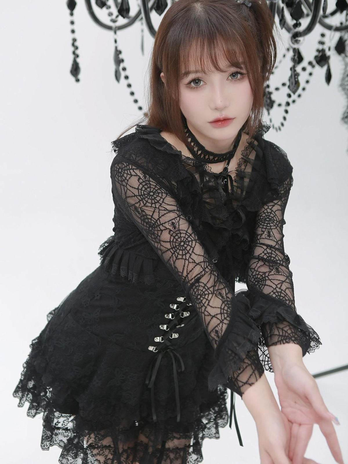 Evil Tooth Dark Gothic Bell Sleeve V-neck Cropped Cape Women&