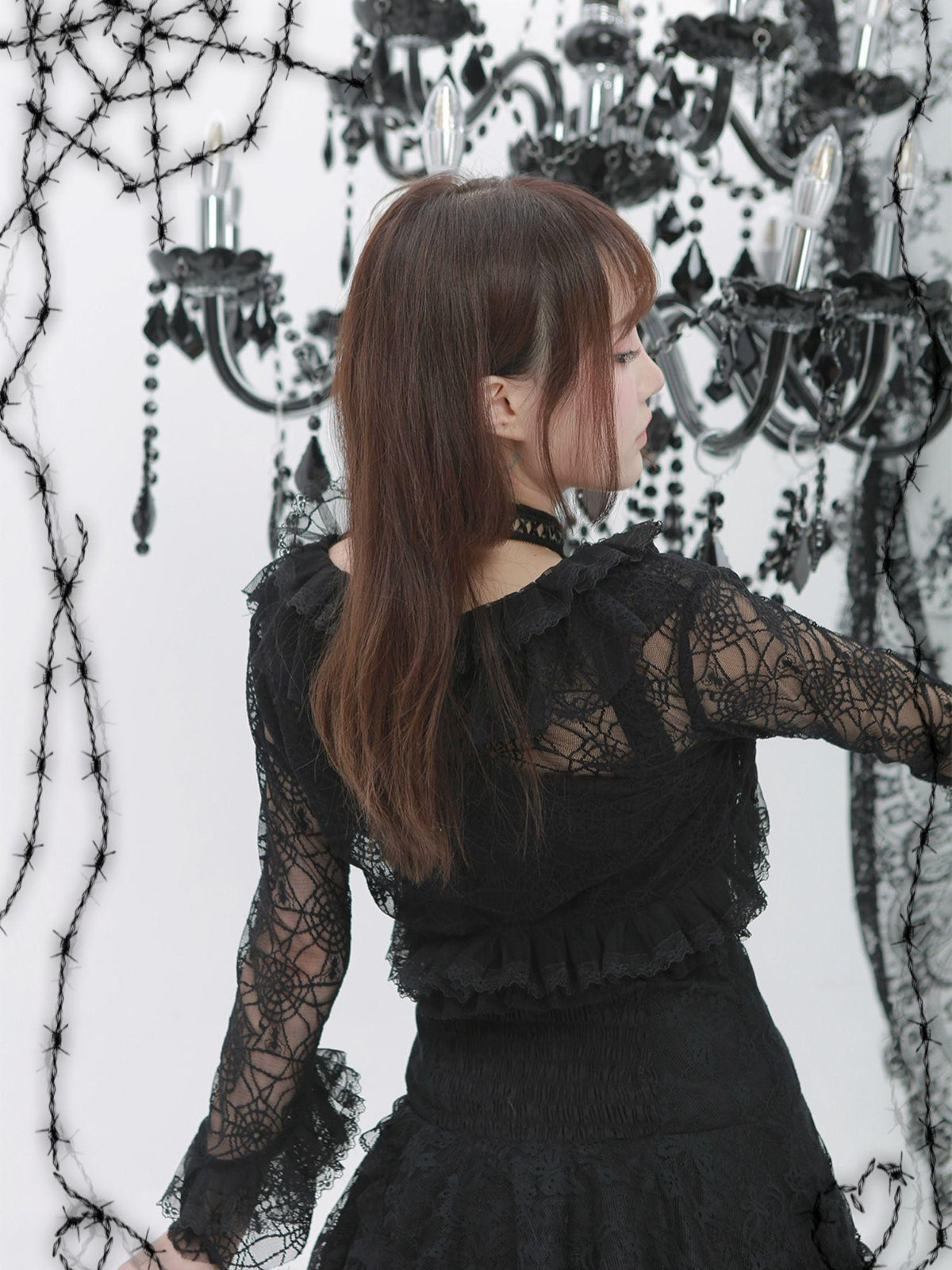 Evil Tooth Dark Gothic Bell Sleeve V-neck Cropped Cape Women&