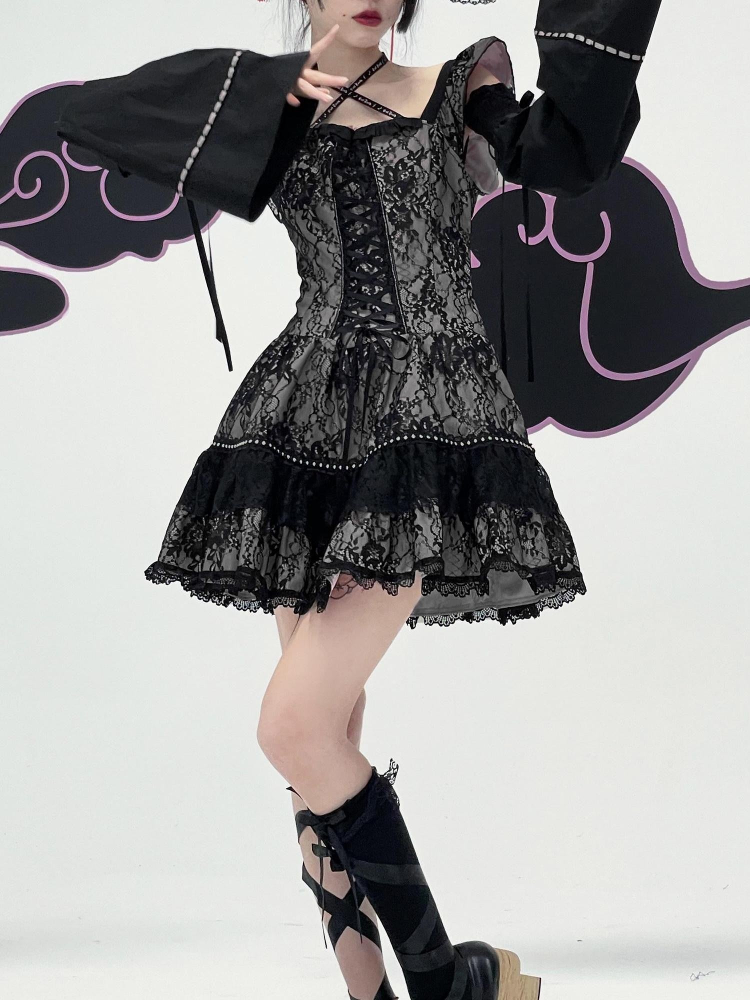 Evil Tooth Floral Fox Shamisen Detachable Sleeves Women&