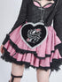 Evil Tooth Gothic Silver Thread Heart Embroidery Chain Magnetic Clasp Women&