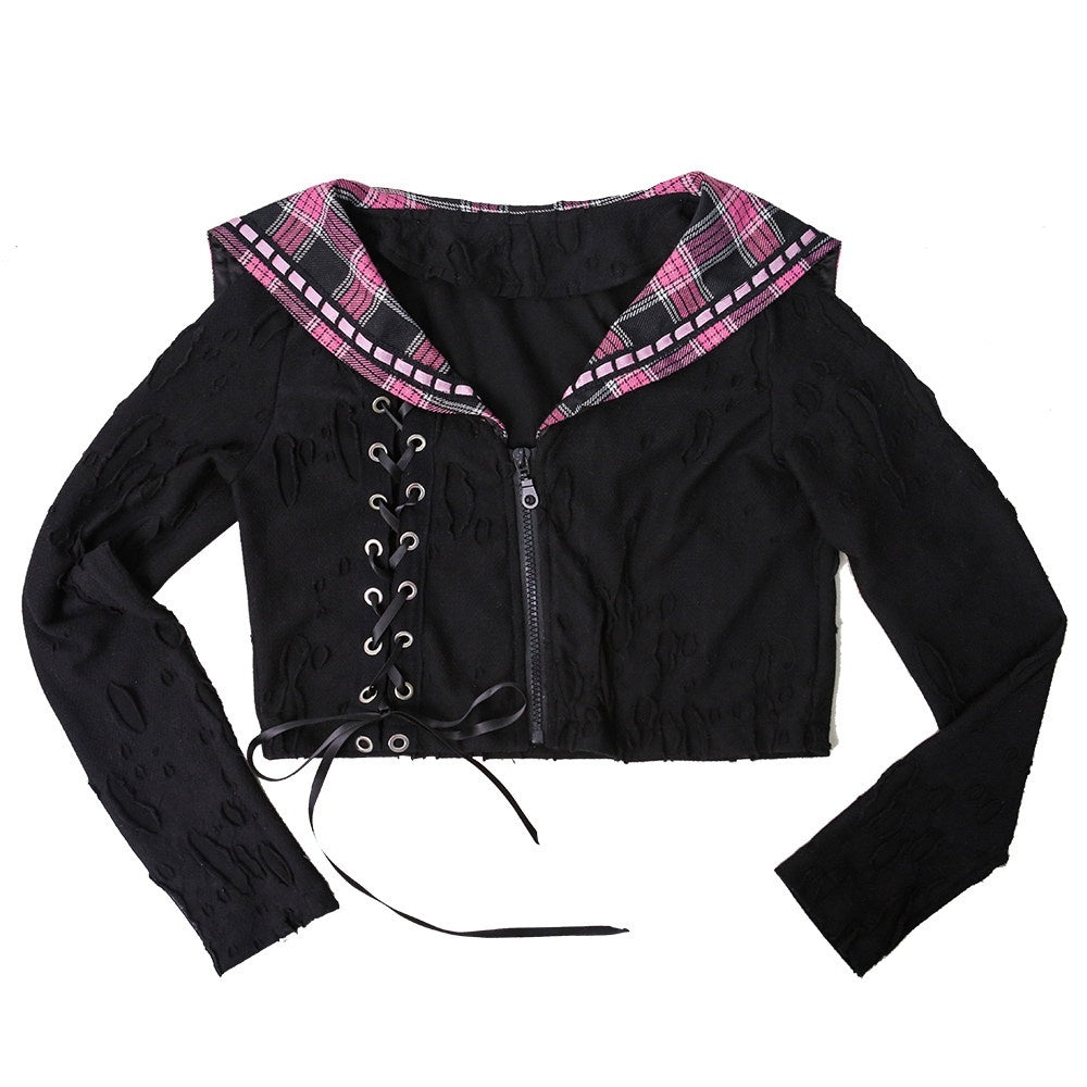 Evil_Tooth_Heart_Stripe_Ripped_Sailor_Collar_Cropped_Punk_Women&