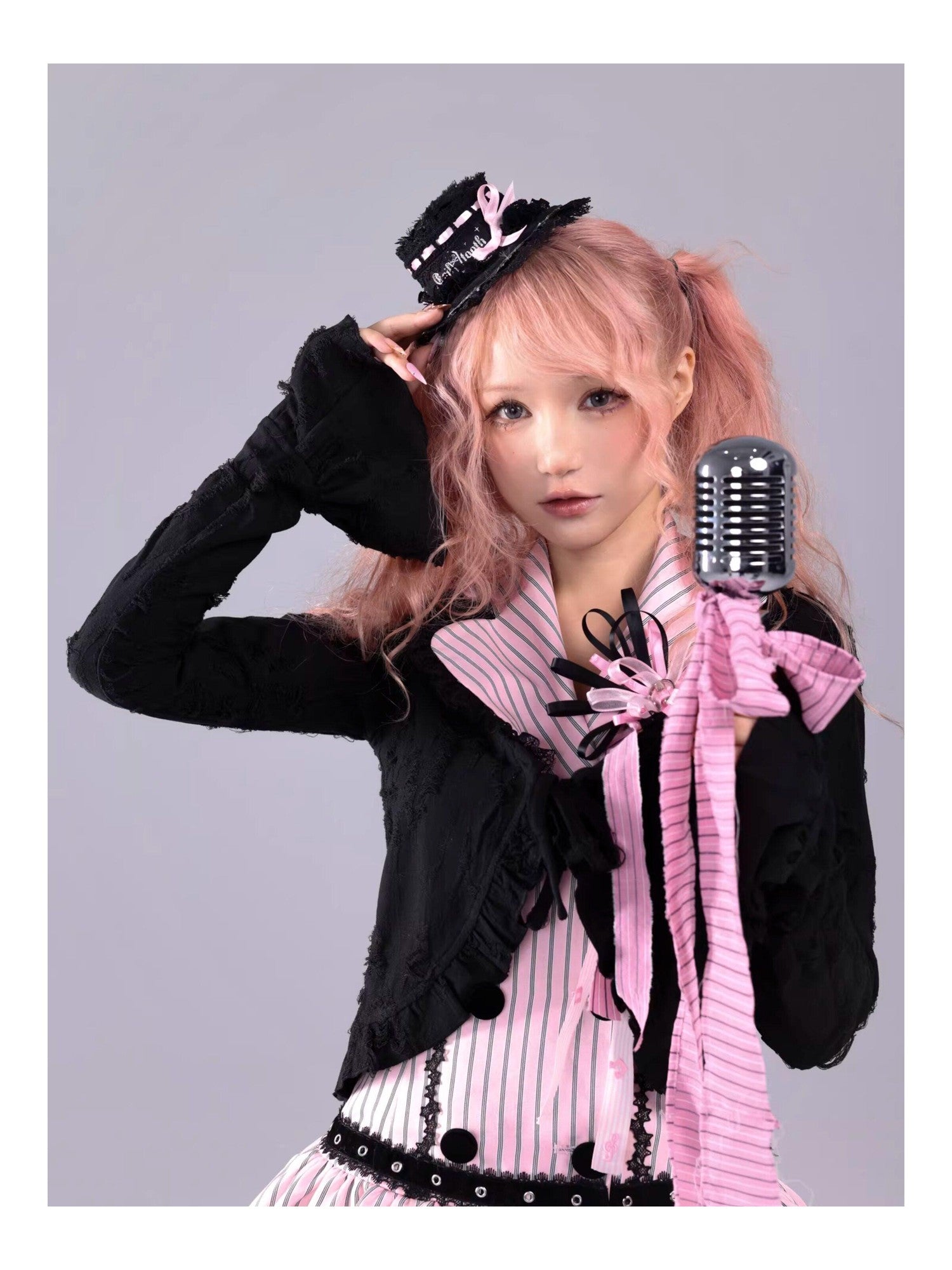 Evil Tooth Heart Stripe Ripped Sailor Collar Cropped Punk Women&