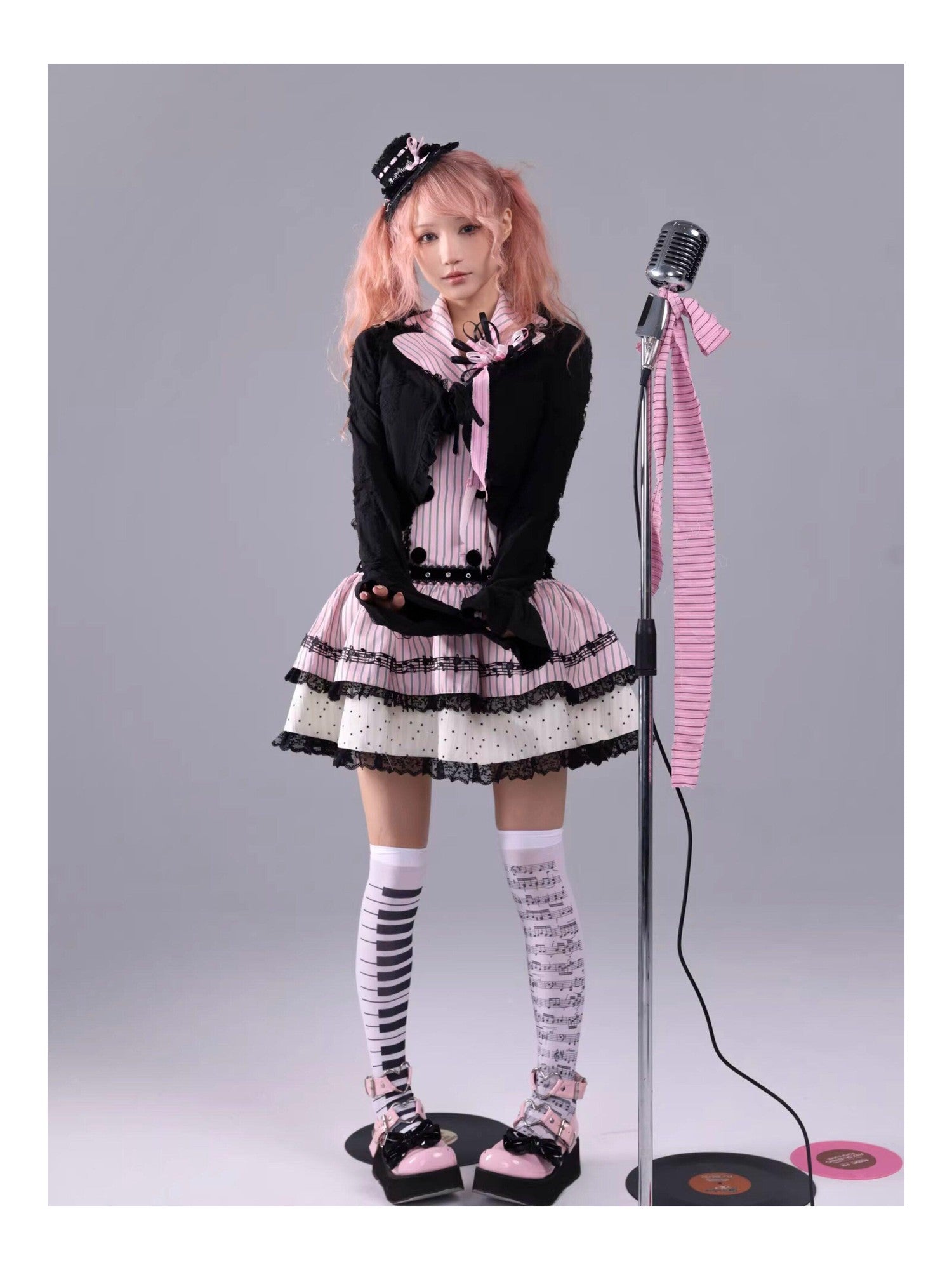 Evil Tooth Heart Stripe Ripped Sailor Collar Cropped Punk Women&