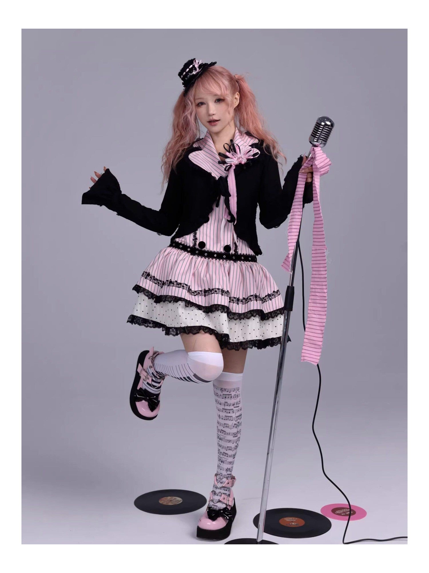 Evil Tooth Heart Stripe Ripped Sailor Collar Cropped Punk Women&