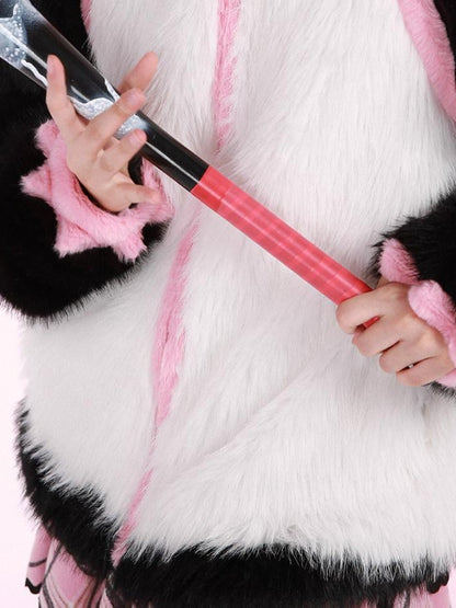 Evil Tooth Hooded Kung Fu Panda Print Chinese Women&