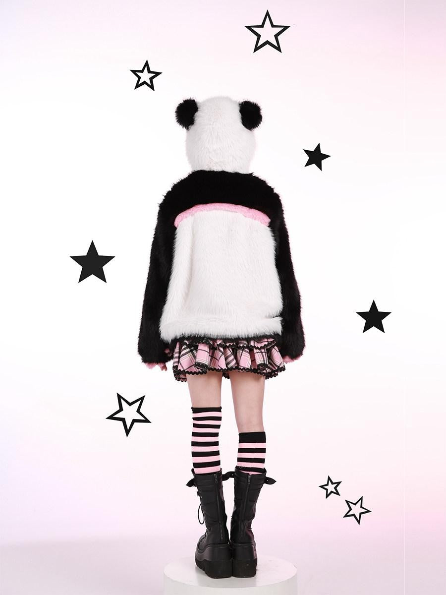 Evil Tooth Hooded Kung Fu Panda Print Chinese Women&