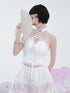 Evil Tooth Lace Trim Frog Button Pure Color Polyester Women&