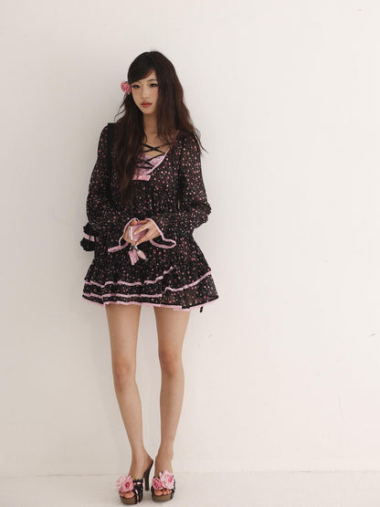 Evil Tooth Leopard Print Lace Waist Cinch Women&