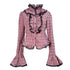 Evil_Tooth_Pink_Black_Plaid_Ruffle_Collar_Embroidered_Bow_Slim_Bell_Sleeve_Women&