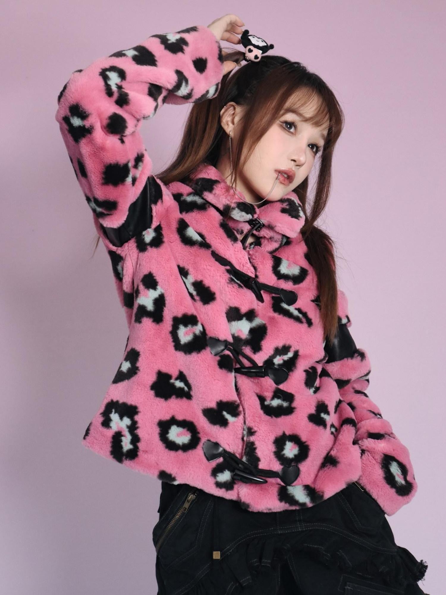 Evil Tooth Polka Dot Cheshire Cat Leopard Plush Women&