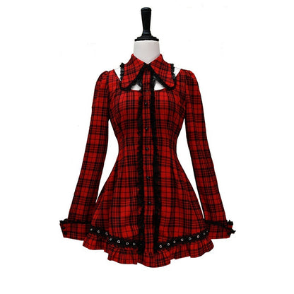 Evil_Tooth_Punk_Red_Plaid_Cutout_Studded_Women&