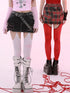 Evil Tooth Red Original Print Semi Sheer Thigh High Women&