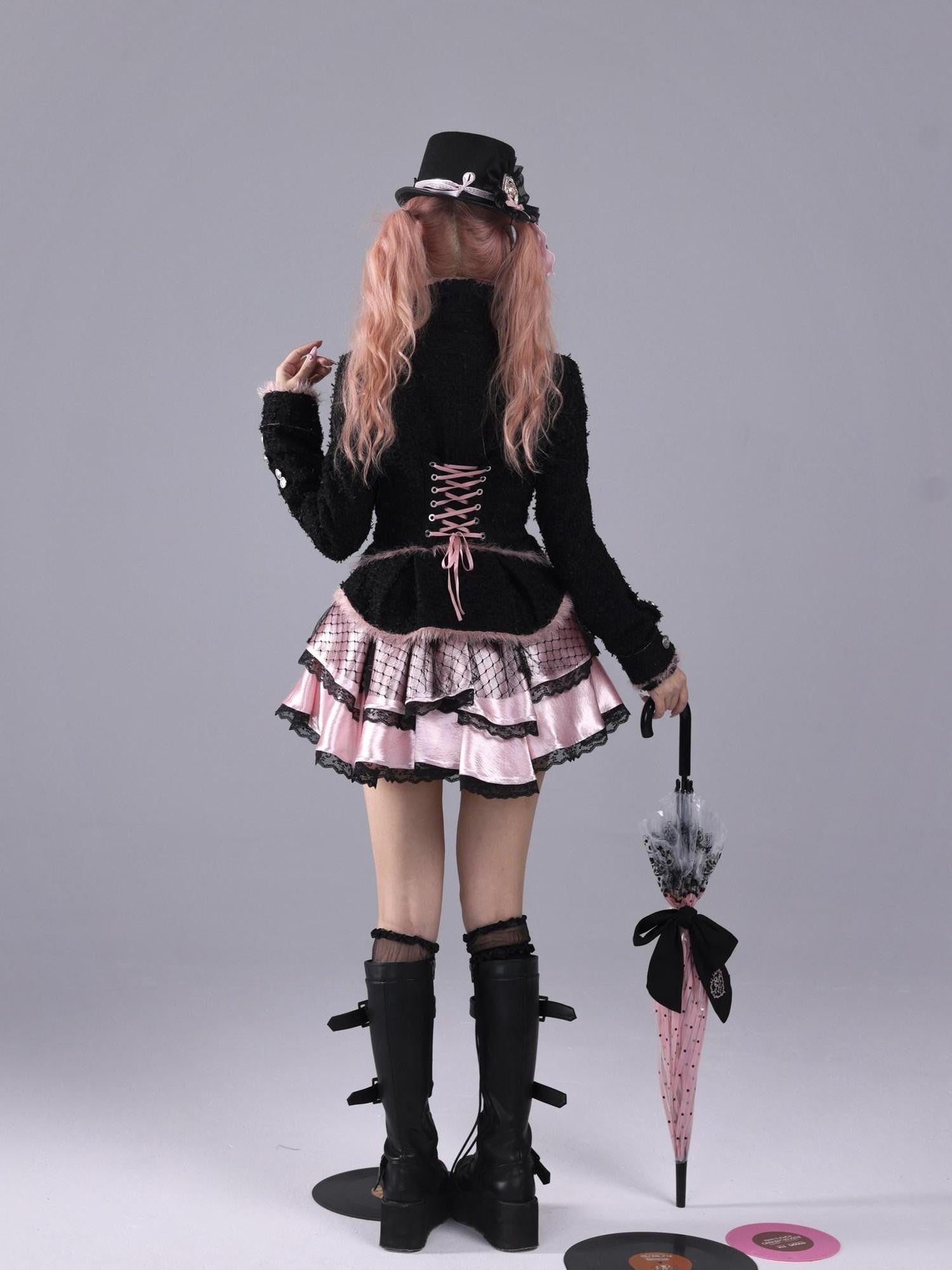 Evil Tooth Rose Battle Gothic Double Breasted Cinched Waist Women&