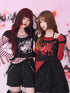 Evil Tooth Striped Patchwork Faux Two Piece Punk Print Women&