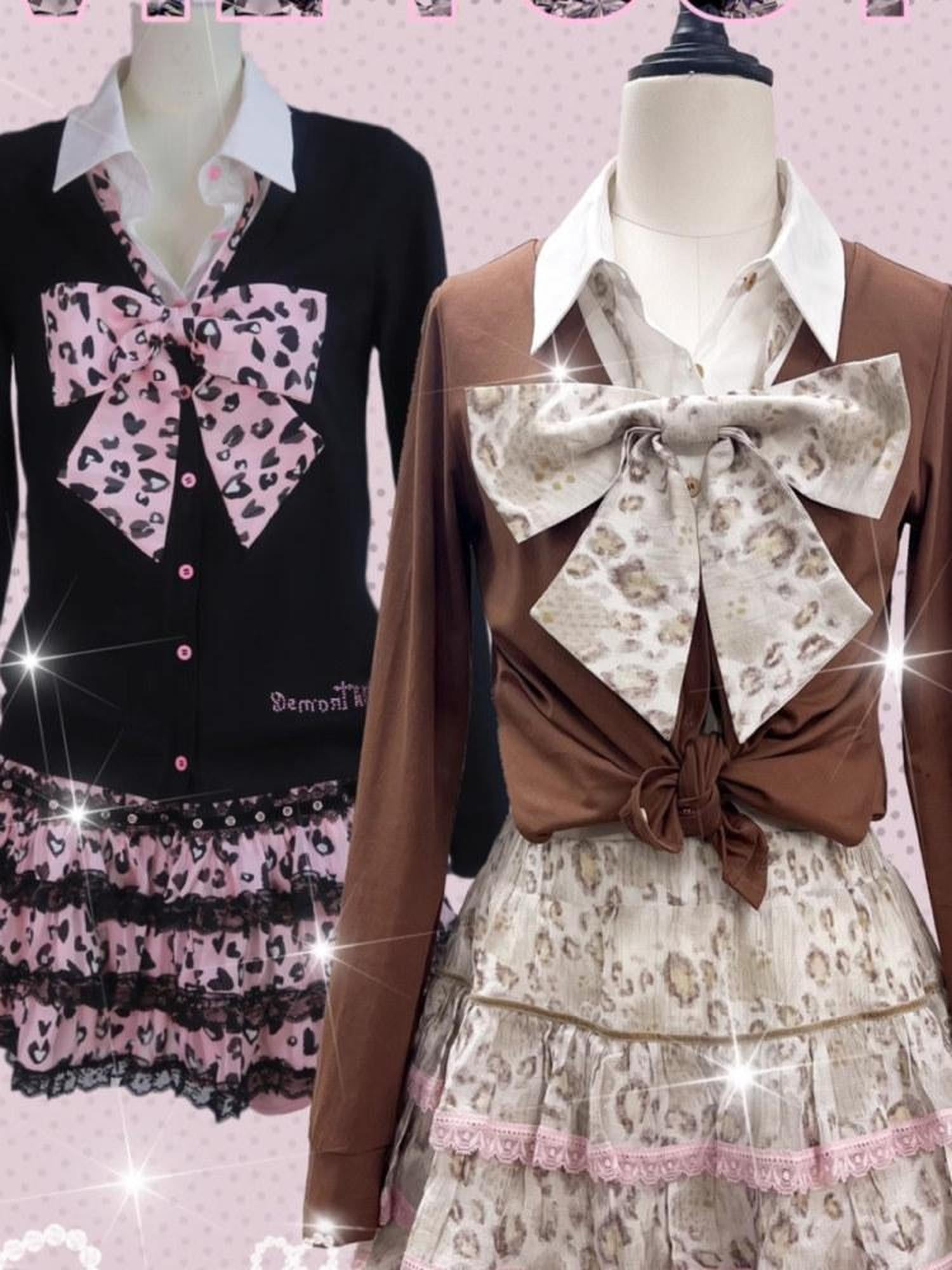 Evil Tooth Tooth Rhinestone Two Tone Faux Uniform Women&