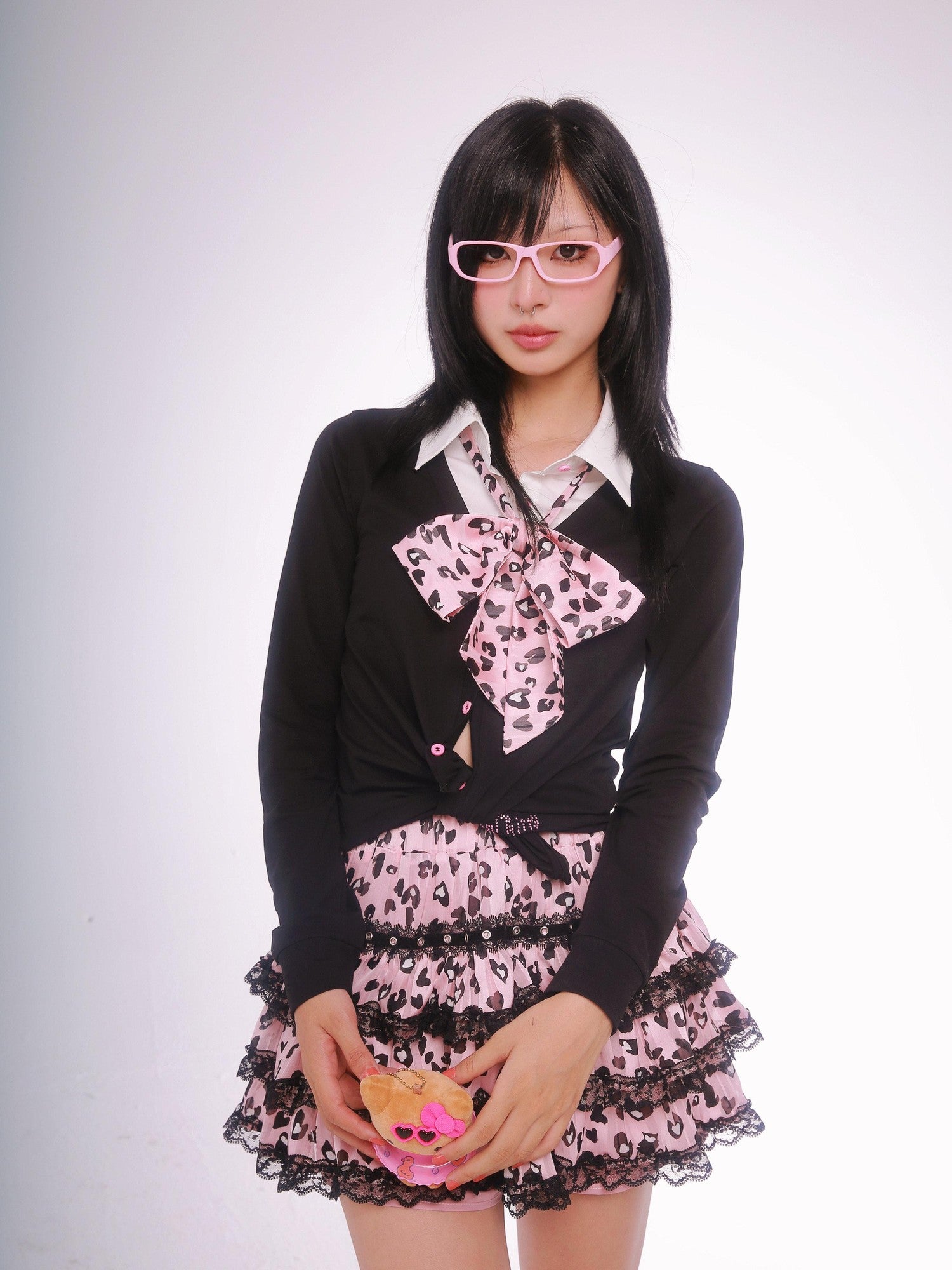 Evil Tooth Tooth Rhinestone Two Tone Faux Uniform Women&