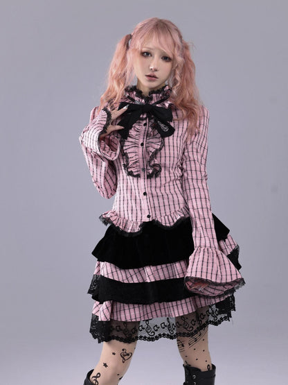 Evil Tooth Velvet Striped Music Note Patchwork Women&