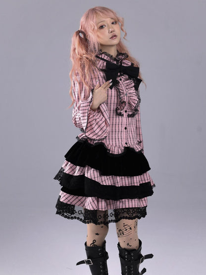 Evil Tooth Velvet Striped Music Note Patchwork Women&