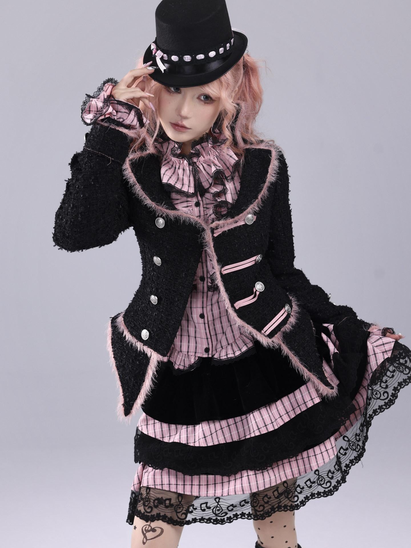 Evil Tooth Velvet Striped Music Note Patchwork Women&