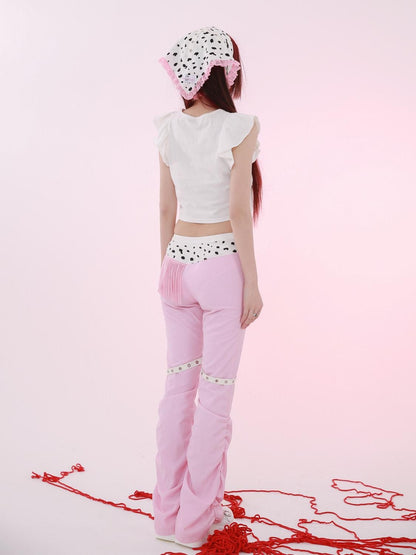 Evil Tooth White Punk Girl Print Slim Fit Distressed Round Neck Women&