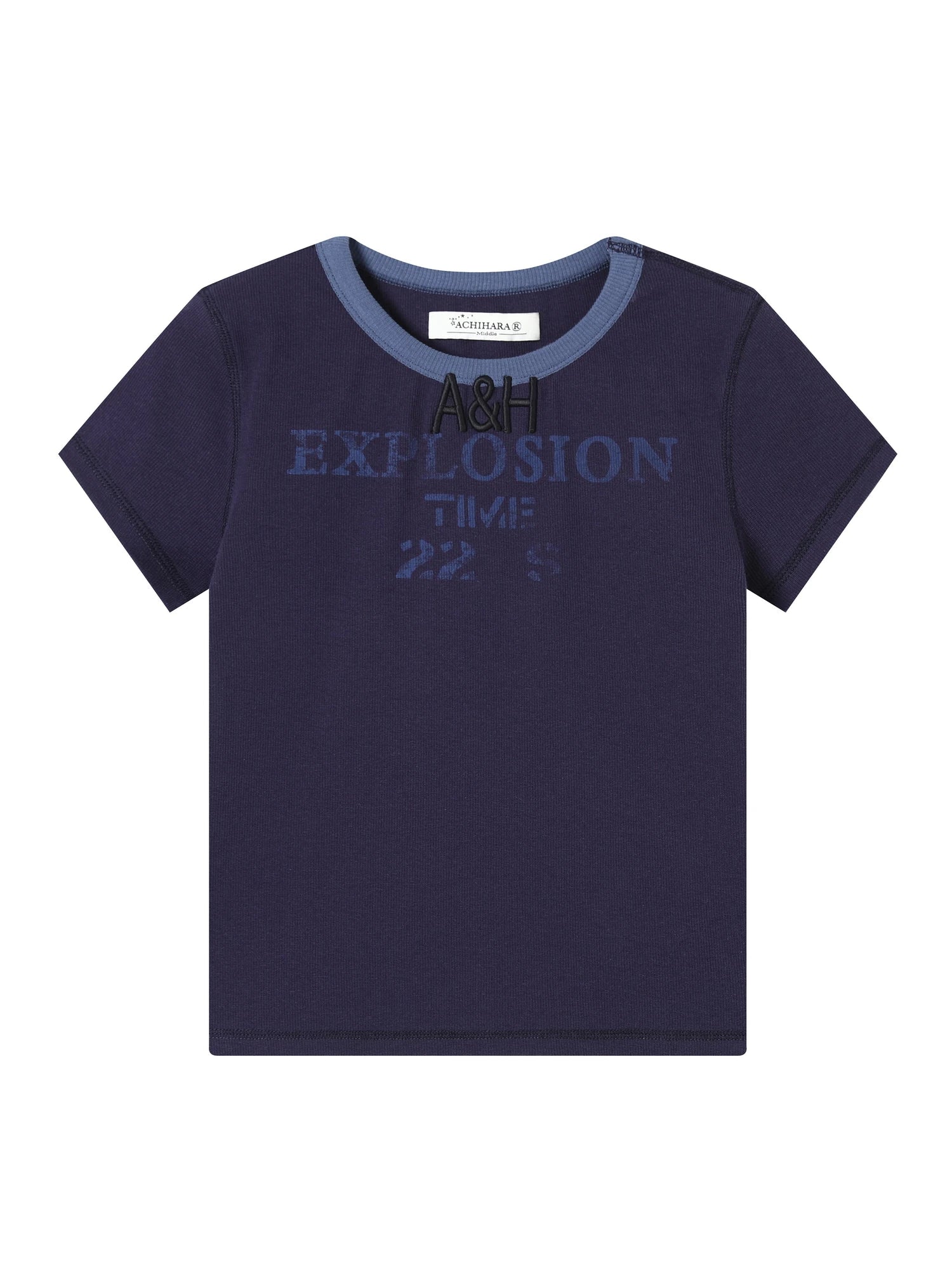 Explosion Color Block Ribbed Lettering Tee