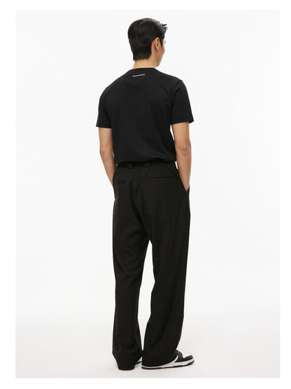 Extended Placket Folded Wide-Leg Trousers