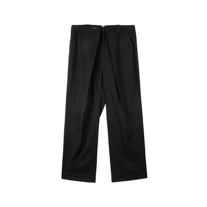 Extended Placket Folded Wide-Leg Trousers