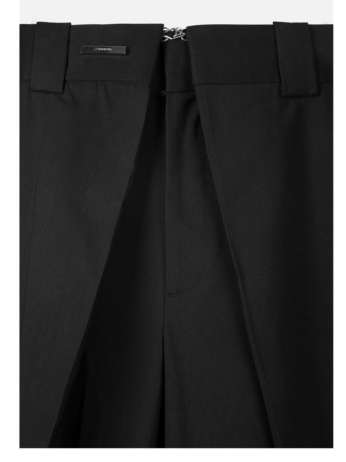 Extended Placket Folded Wide-Leg Trousers