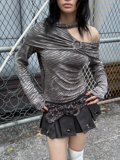 FULLTIDE_100%_Cotton_Cropped_Scarf_Collar_Cool_Long_Sleeve_Women_Taupe_Gray_T-Shirt_MISSTT