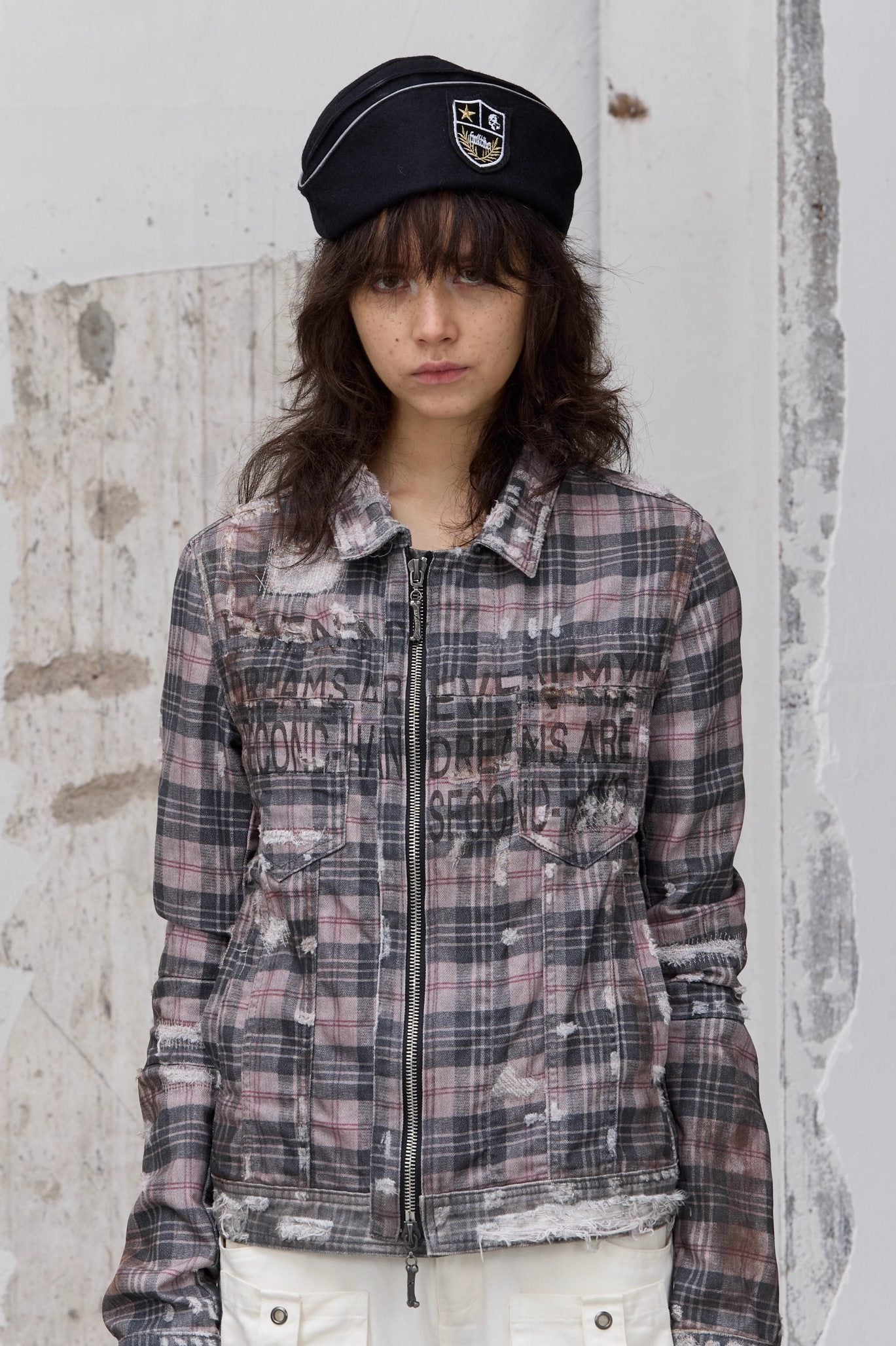 FULLTIDE_100%_Cotton_Lined_Vintage_Slim_Fit_Zipper_Jacquard_Plaid_Unisex_Denim_Jacket_MISSTT