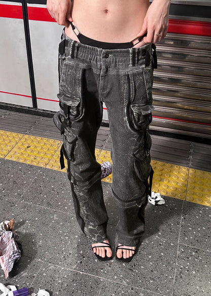 FULLTIDE_100%_Cotton_Low_Rise_Baggy_Streetwear_Women_Stone_Gray_Light_Khaki_Pants_MISSTT