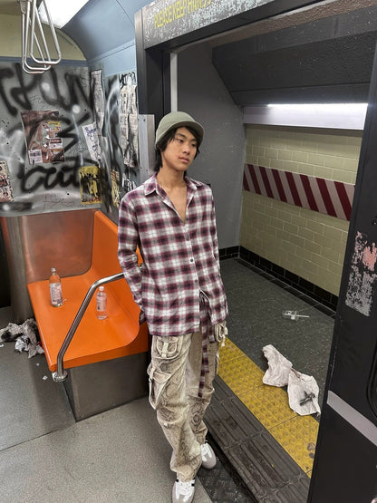 FULLTIDE 100% Cotton Low Rise Baggy Streetwear Women Stone Gray Light Khaki Pants