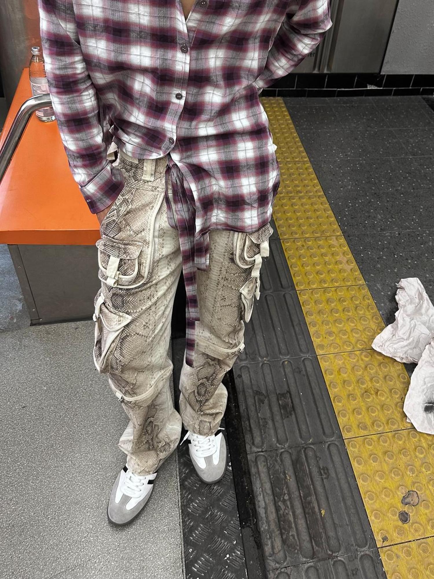 FULLTIDE 100% Cotton Low Rise Baggy Streetwear Women Stone Gray Light Khaki Pants