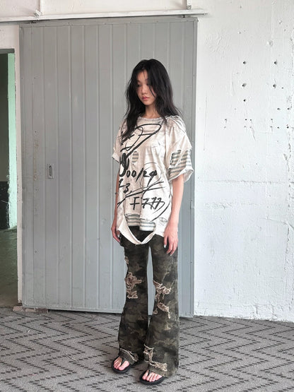 FULLTIDE 100 Percent Cotton Relaxed Fit Printed Round Neck Women Short Sleeve T-Shirt