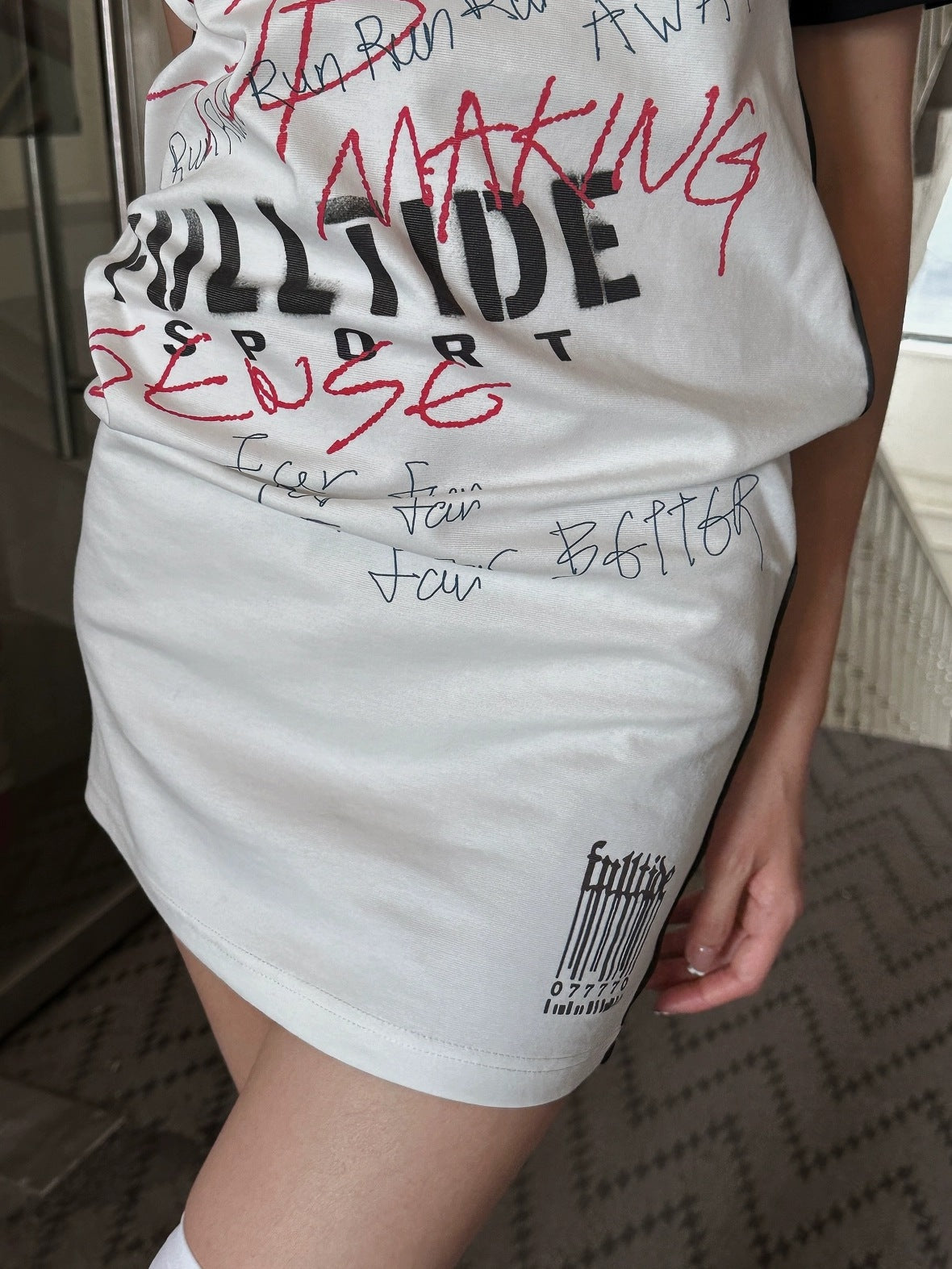 FULLTIDE 100 Percent Cupro Faux Layered Ins Asymmetric Lace U Neck Women T-Shirt