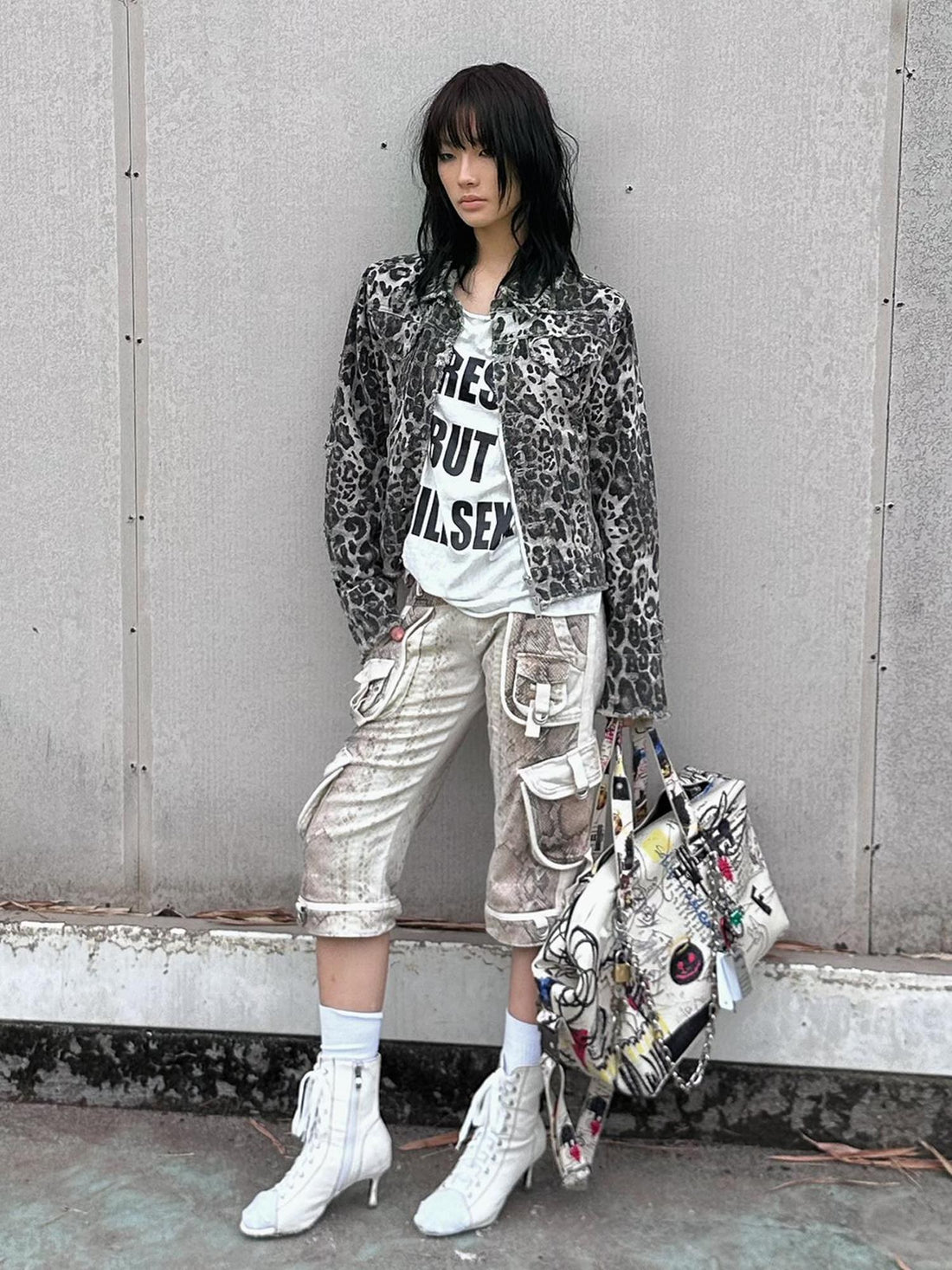 FULLTIDE All Cotton Denim Straight Fit Leopard Print Women Original Design Jacket